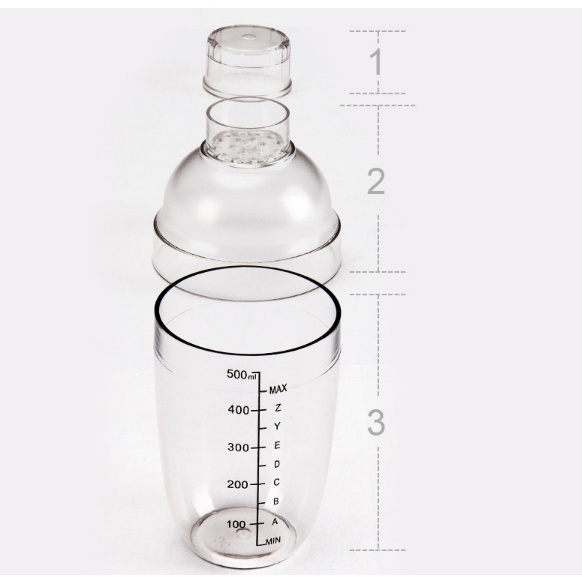 Bình lắc Shaker pha chế nhựa chia vạch đen hàng cao cấp