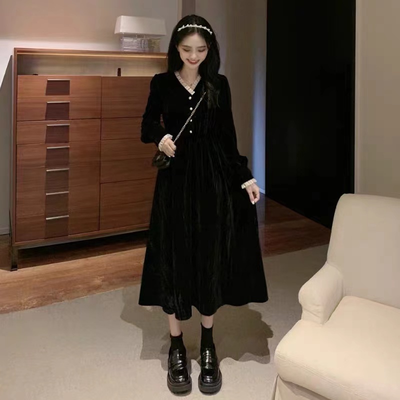 ZHELIHANGFEI Đầm kiểu Pháp dài tay có nhiệt độ eo tên gió đầm trung bình