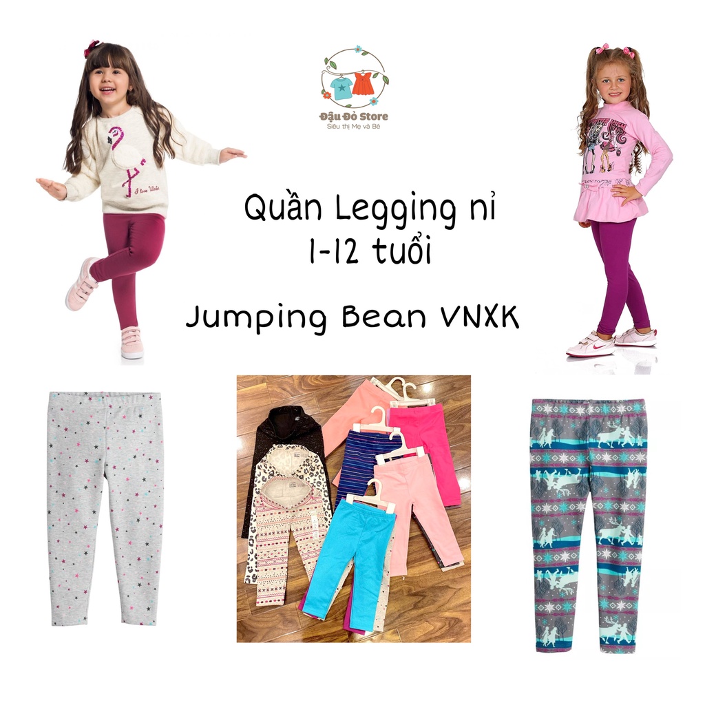 Quần legging nỉ Jumbing Bé Gái hàng VNXK dư xịn size 1-12Y (9-42 kg) Phần 2