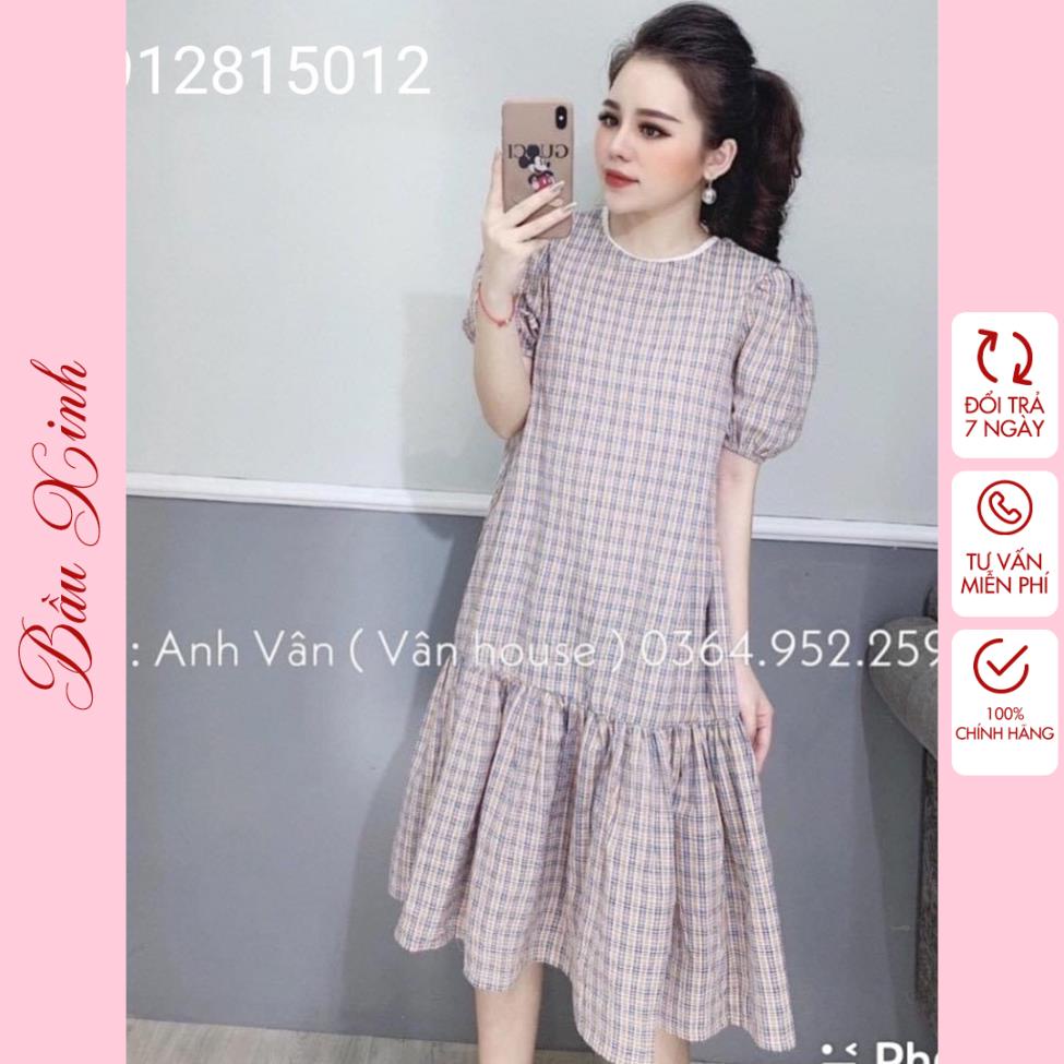 Váy bầu cao cấp siêu sang🌸chất cotton mát mềm mịn thấm hút mồ hôi kết hợp chân con🌸free size 43~70kg
