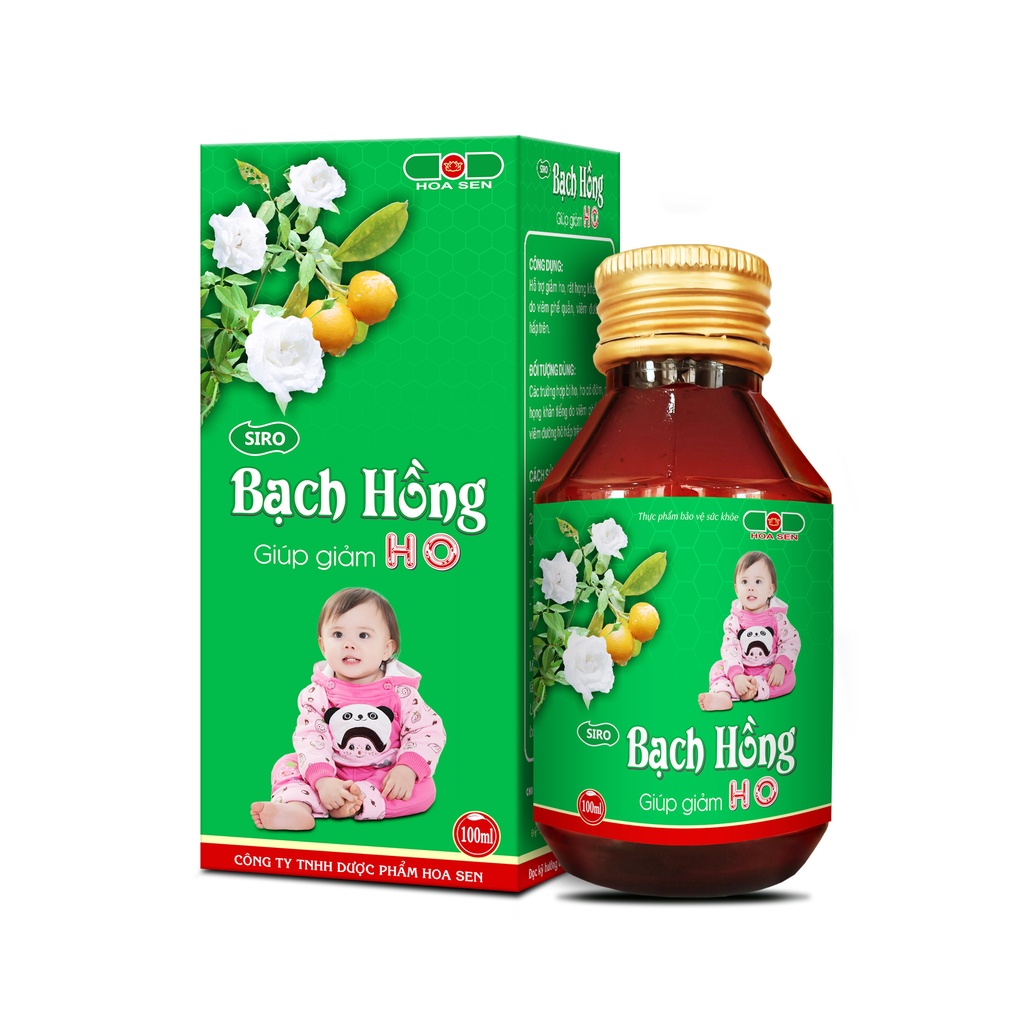 Siro Bạch Hồng -Hoa Sen- Hỗ trợ giảm ho, rát họng khản tiếng do viêm phế quản, viêm đường hô hấp trên (Chai 100ml)