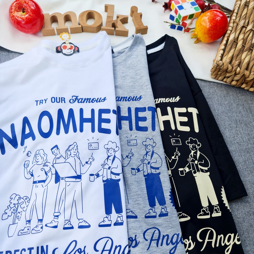 Áo phông áo thun nam nữ tay lỡ from rộng freesize chất cotton thoáng mát chữ NAOHHTE đơn giản mokishop
