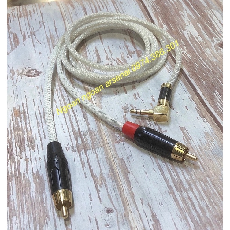 Dây 3.5 ra 2 AV (RCA) mạ bạc. Hàng thiết kế theo yêu cầu. Báo giá 1 sợi như ảnh