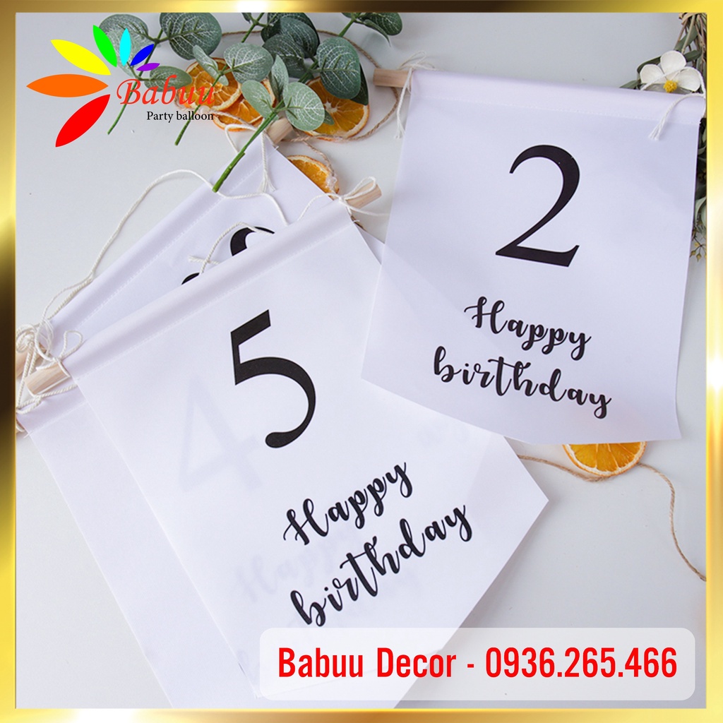 Cờ in số tuổi trang trí sinh nhật phong cách hàn quốc