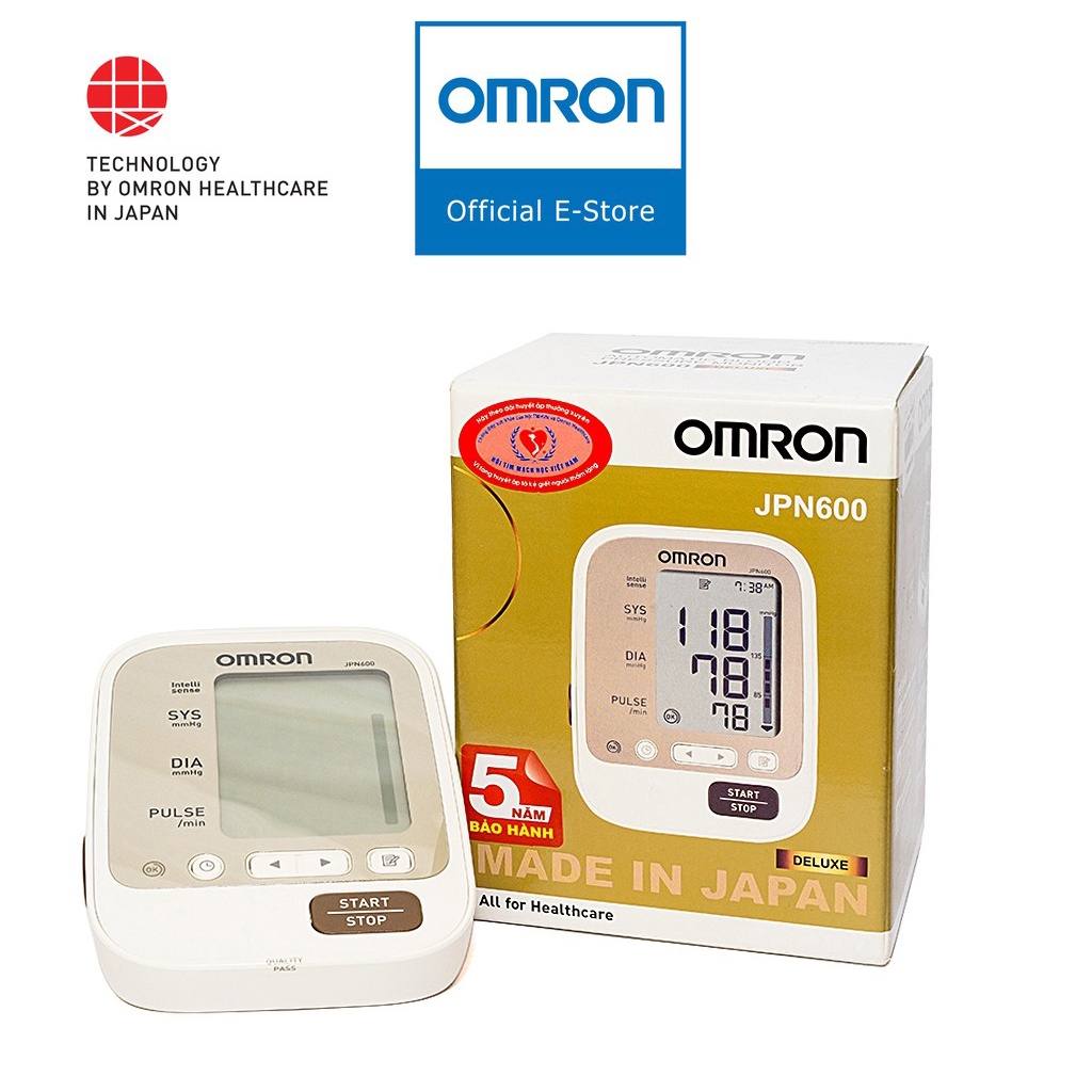 Máy đo huyết áp bắp tay Omron JPN600 Màn Hình LCD , Cảm Biến Định Vị