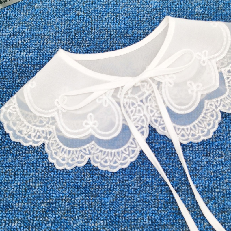 Cổ áo giả chất liệu chiffon organza phối ren thêu họa tiết xinh xắn bắt mắt cho nữ