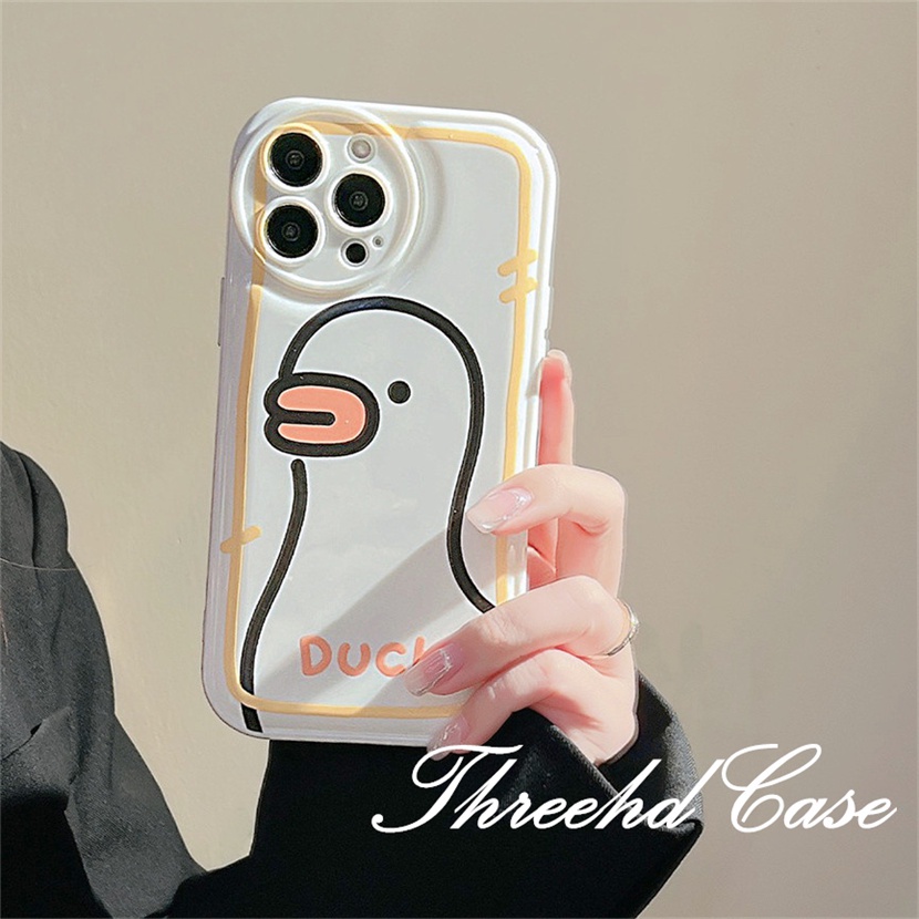 Ốp Điện Thoại TPU Đệm Khí Chống Rơi In Hình Vịt Hoạt Hình Cho iPhone 14 13 12 11 Pro Max SE 2020 X Xr Xs Max 8 7 6 6s Plus