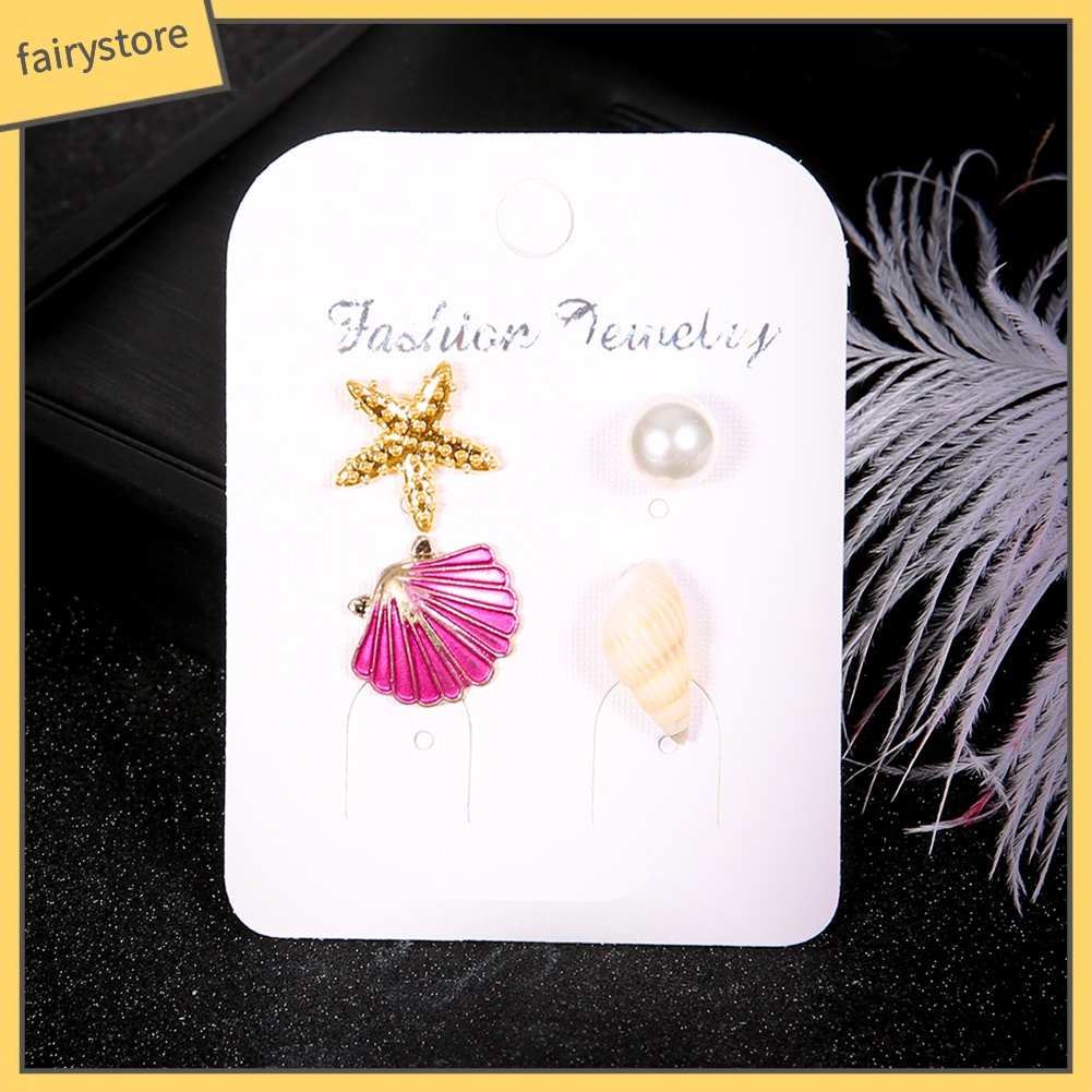 Set 4 Khuyên Tai Hình Vỏ Sò / Sao Biển Xinh Xắn Dành Cho Nữ