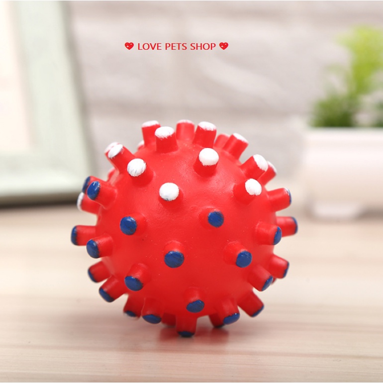 ĐỒ CHƠI GẶM CHO CHÓ MÈO, QUẢ CẦU GAI CÓ KÈN KÊU 6.5CM - LOVE PETS SHOP