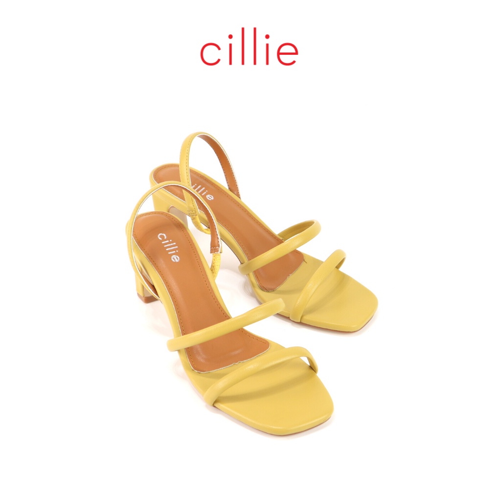 Giày sandal cao gót nữ quai mảnh phối màu mũi vuông gót trụ mang đi làm đi chơi dạo phố Cillie 1166 LH