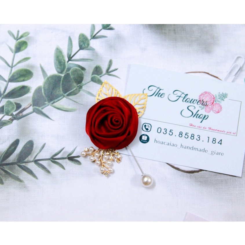 (Fullbox- nhiều màu) Hoa hồng cuộn handmade - Cài áo nam nữ siêu xinh (mix phụ kiện kim loại)