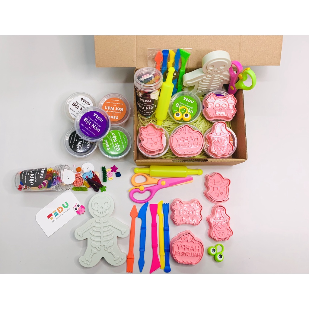 Combo Halloween Gift Set bột nặn đất nặn an toàn TEDU