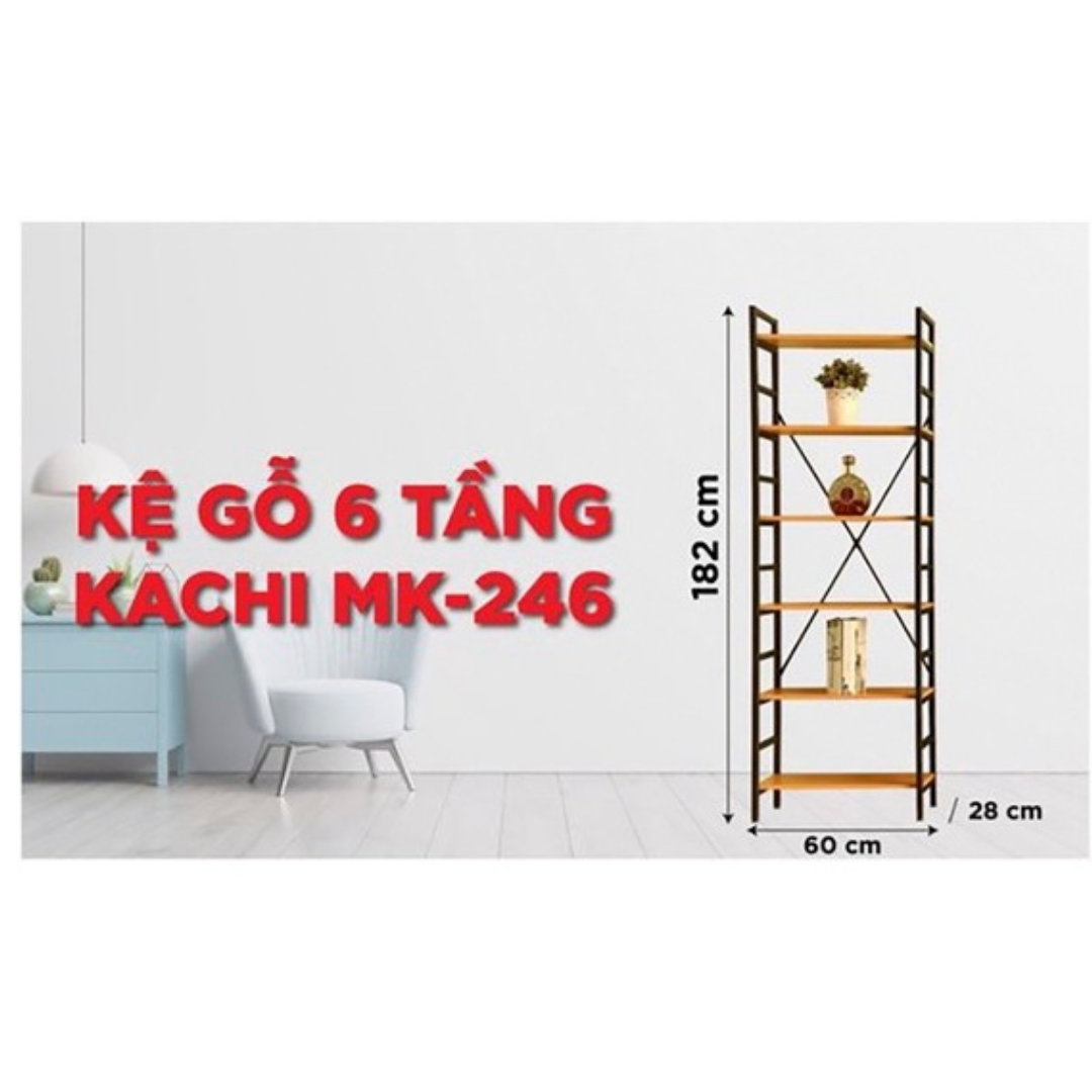 Kệ Gỗ Chân Sắt 6 Tầng Kachi MK246 (60 × 182CM)