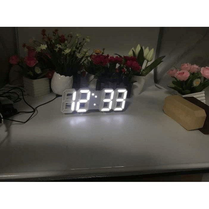 (Tặng CÁP SẠC &amp; PIN) Đồng hồ treo tường - Đồng hồ Để bàn điện tử LED 3D DH092 + CỦ SẠC