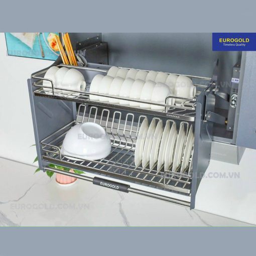 Giá bát đĩa nâng hạ Eurogold inox 304 nan Oval - EPV9060 , EPV9070 , EPV9080 , EPV9090 - Hàng chính hãng