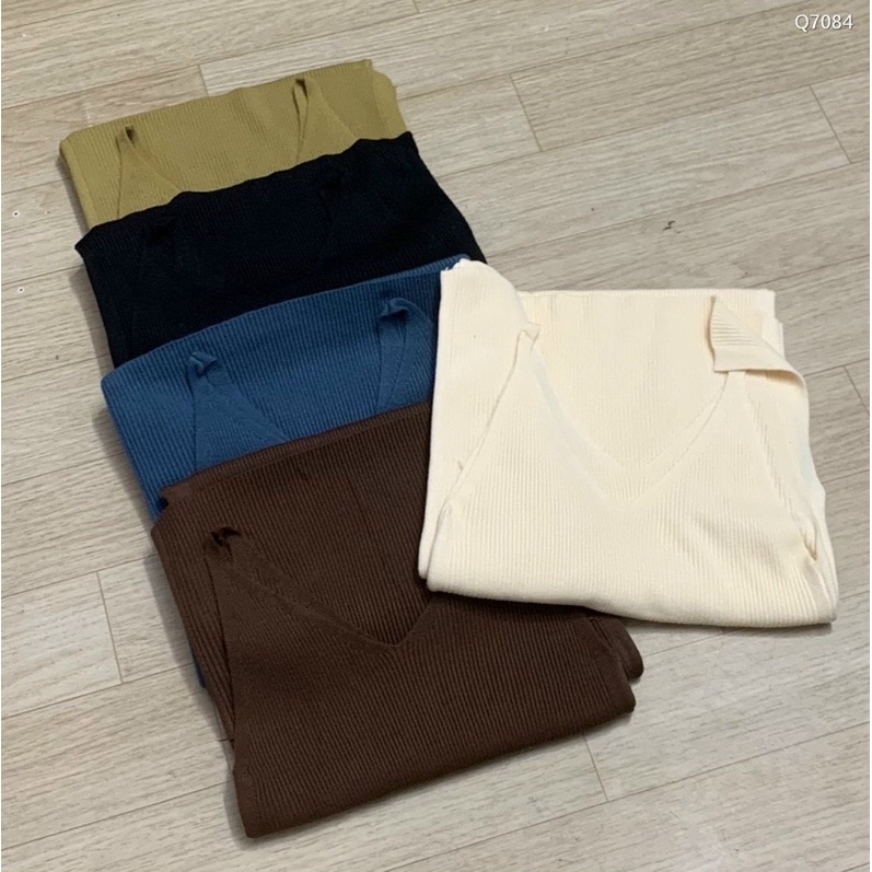 Đầm len hai dây xẻ tà Hàng Quảng Châu Loại 1, Váy Len hai dây dáng dài