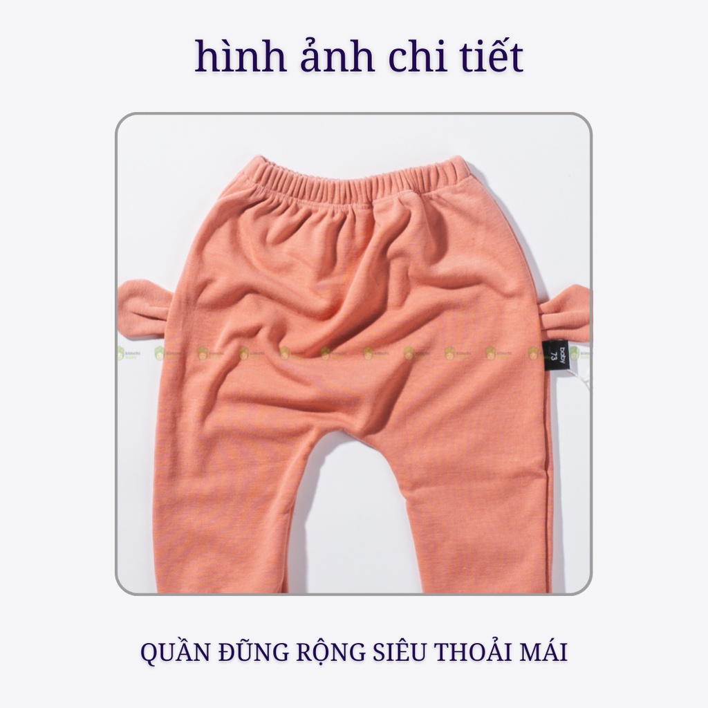 Quần Bé Trai, Bé Gái KIMCHIBABY Vải Len Gân Hoạ Tiết Tai Thú 3D, Quần Dài Cho Bé Mặc Thu Đông KWQTD2201