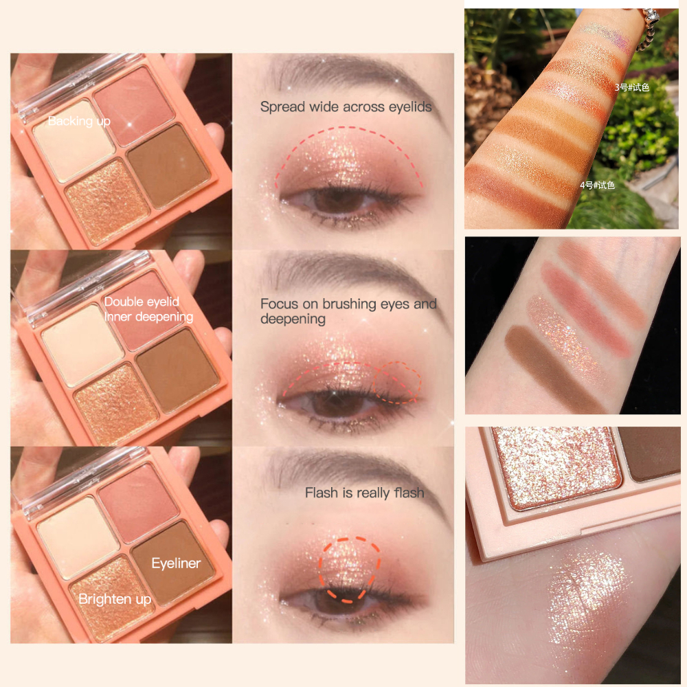 [Hàng mới về] Bảng phấn mắt 4 màu nhũ/ màu lỳ mịn màng không thấm nước | BigBuy360 - bigbuy360.vn