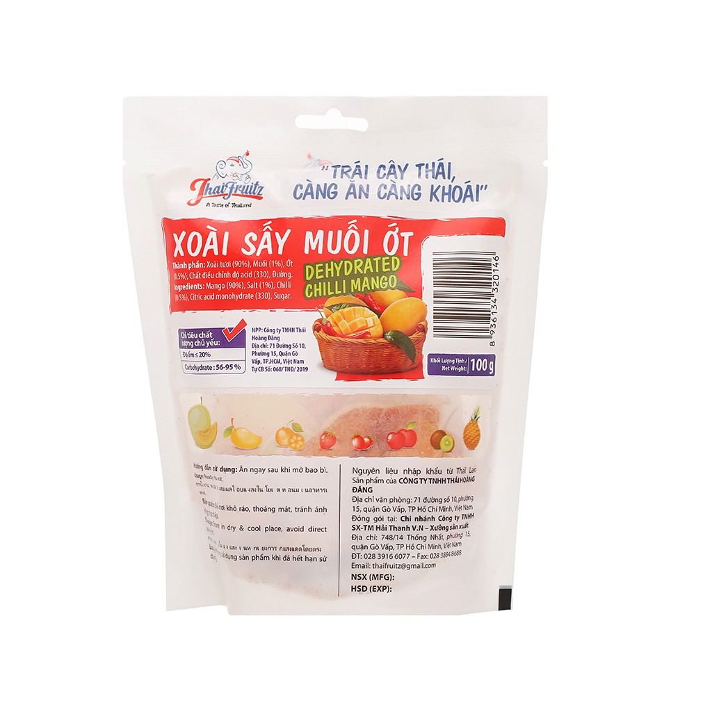 Xoài sấy muối ớt Thaifruitz gói 100g