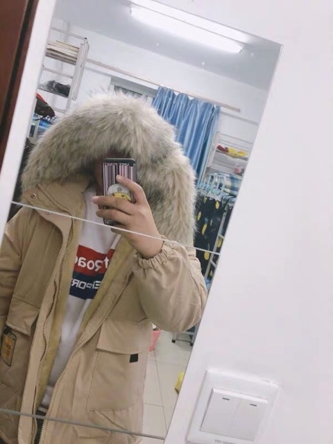 Áo khoác phao unisex nam nữ lót lông chuột mũ lông dáng rộng có Bigsize siêu cấp dày