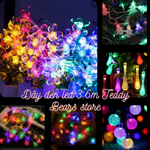 Dây đèn led trang trí hoa mai, cây thông noel, ngôi sao 3.6m (18 bóng) Teddy Bears store