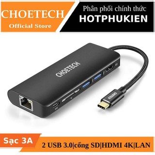 Hub sạc nhanh pd type-c chia cổng đa năng 6 in 1 hiệu choetech m05 cho macbook / điện thoại - hàng chính hãng