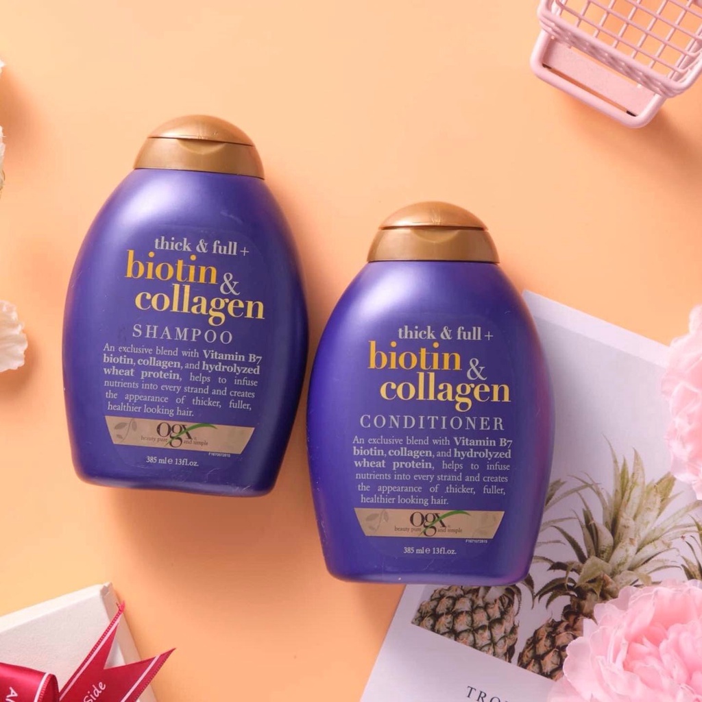 Dầu gội, xả Biotin Tím  &amp; Collagen giúp giảm rụng tóc của Mỹ 385ml