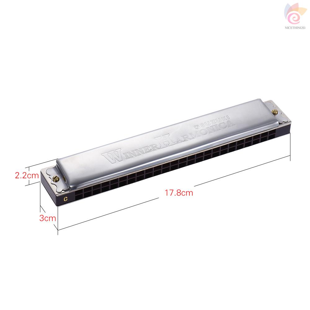 Kèn Harmonica Tremolo 24 Lỗ Nt Suzuki W-24 Kèm Hộp Dành Cho Người Mới Bắt Đầu