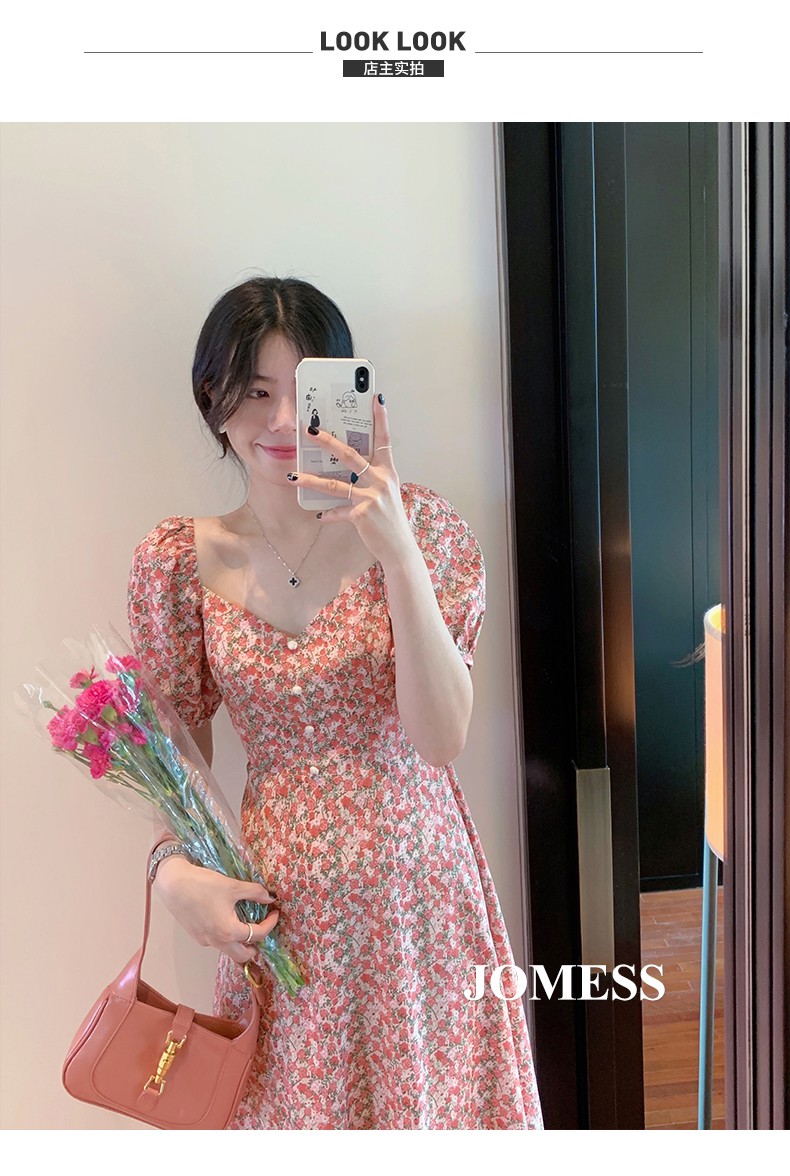 Đầm Voan Hoa Dáng Dài Cổ Chữ V Thời Trang Retro Cho Nữ 2021 | BigBuy360 - bigbuy360.vn