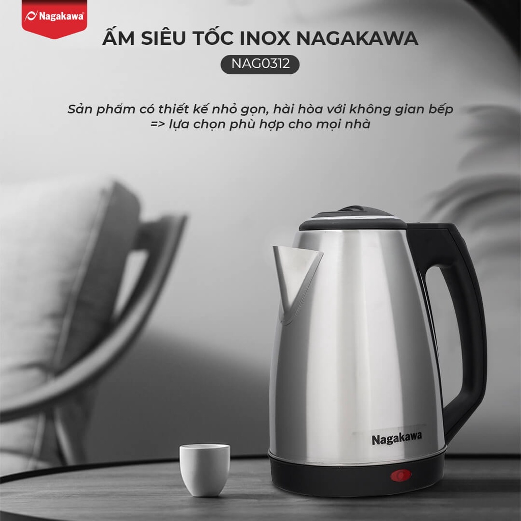 Ấm Siêu Tốc Nagakawa NAG0312 (1.8 Lít)