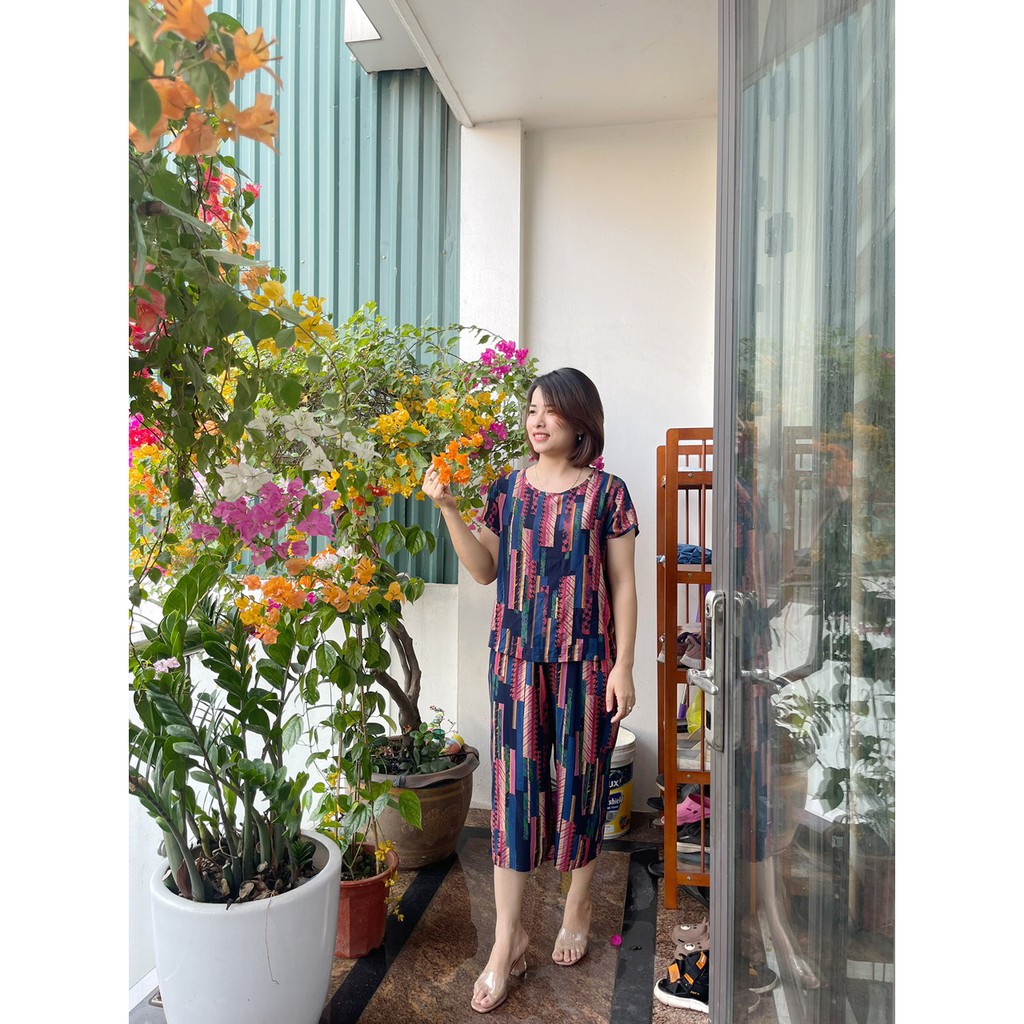 Đồ Bộ Trung Niên- Áo Tay Cộc Quần Lỡ Cho Bà Cho Mẹ