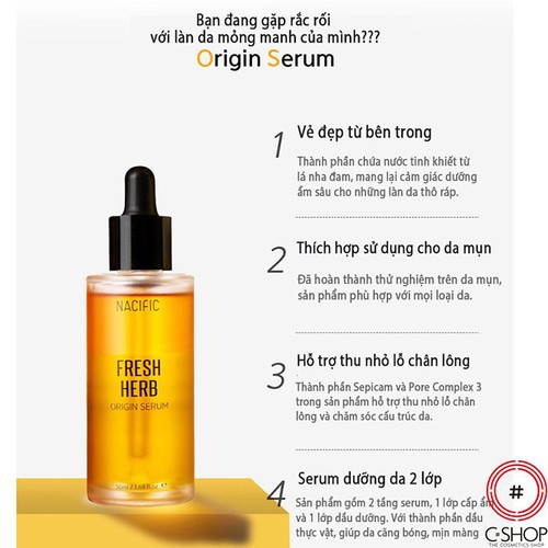 Tinh Chất Chống Lão Hóa, Thu Nhỏ Lỗ Chân Lông NACIFIC Fresh Herb Origin Serum 50ml