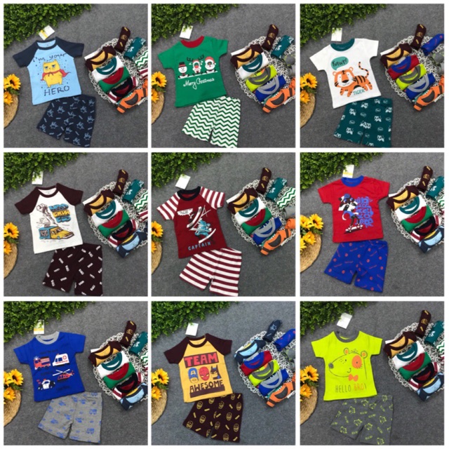 Set 4 bộ tay ngắn bé trai
