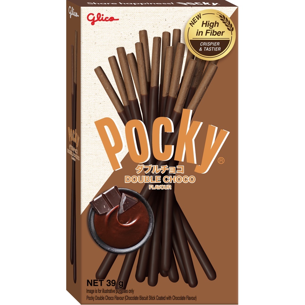 Combo 4 hộp Bánh que socola GLICO Pocky Double Choco phủ kem socola