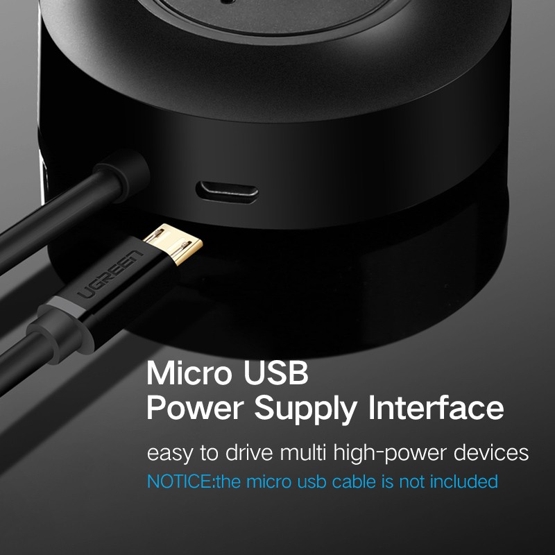 HUB UGREEN chia 4 cổng USB 2.0 kèm cổng sạc Micro USB thích hợp cho iMac Laptop