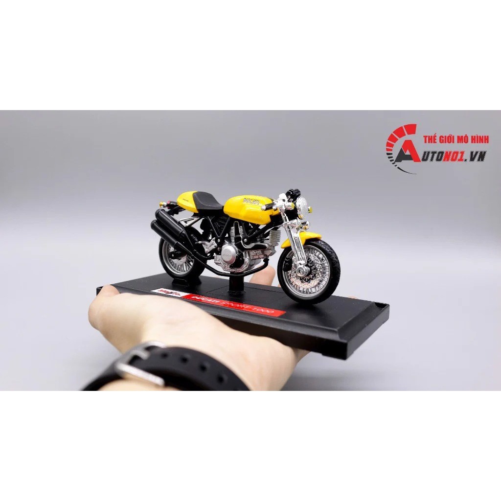 MÔ HÌNH XE MÔ TÔ DUCATI SPORT 1000 YELLOW 1:18 MAISTO 1812