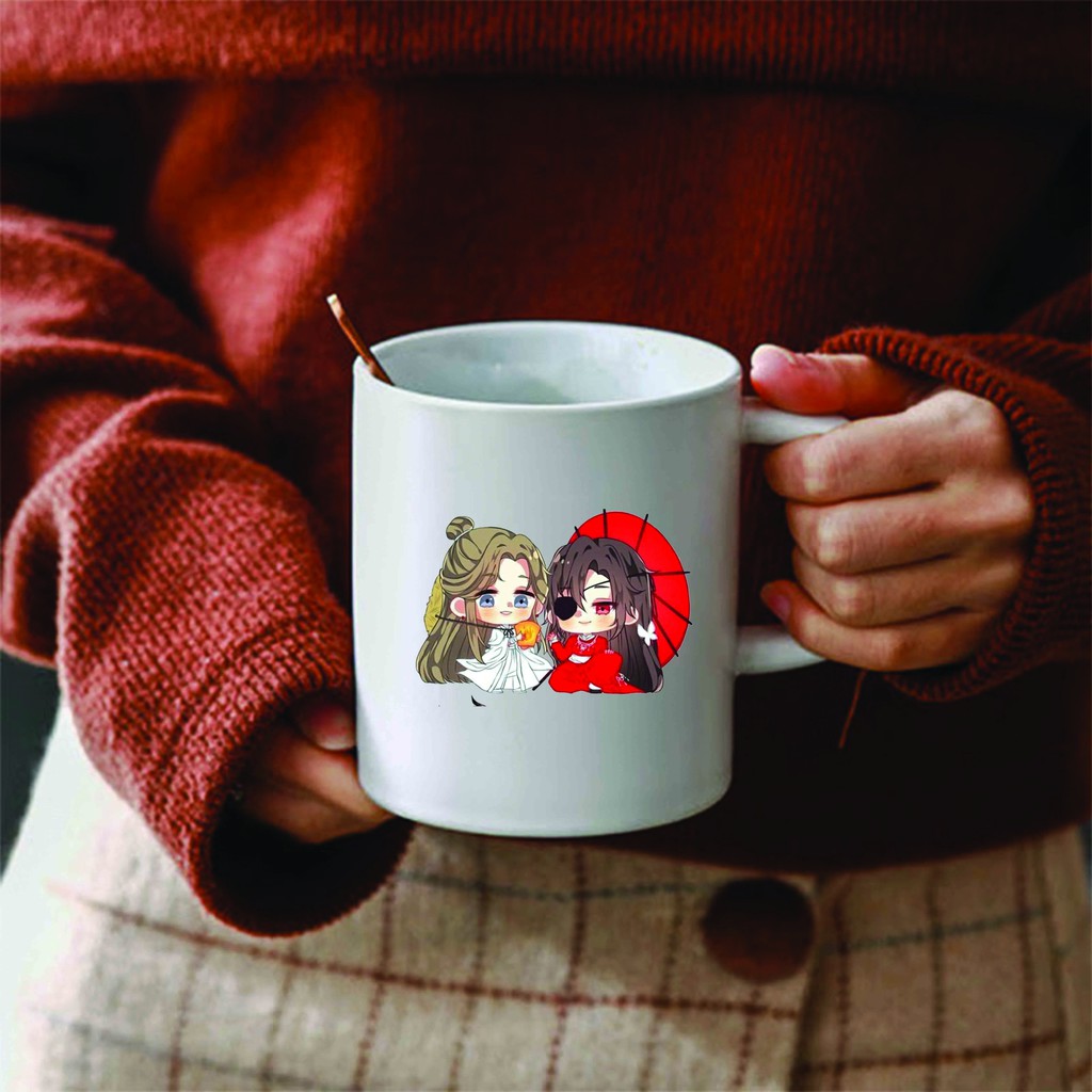 Cốc sứ trắng in hình THIÊN QUAN TỨ PHÚC anime chibi xinh xắn dễ thương