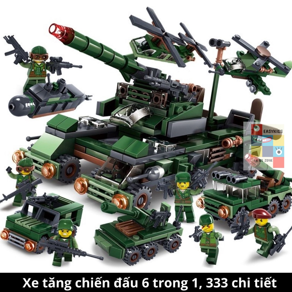 Đồ chơi lắp ráp, đồ chơi xếp hình SWAT tàu chiến, xe tăng, xe bọc thép, cảnh sát EASYKIDS