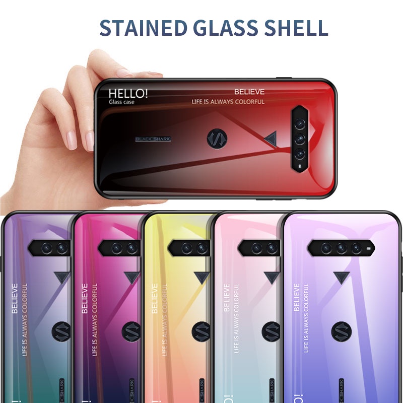Ốp Điện Thoại Kính Cường Lực Bầu Trời Sao Viền Silicon Dẻo Chống Sốc Cho Xiaomi Black Shark 3 3s 3pro 4 4pro 5 5pro 5RS