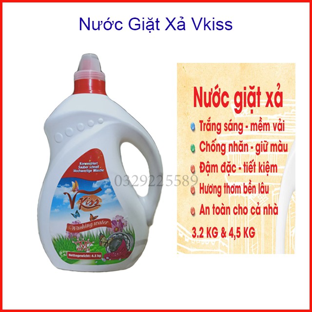 Nước Giặt Xả Fugo, Vkiss Hương Hoa Anh Đào Nhật Bản 4,5L