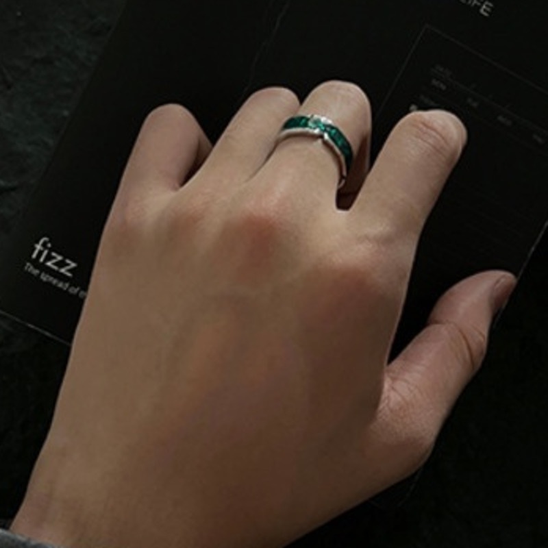 Nhẫn Hở Màu Xanh Lá Cây Phong Cách Hiphop Đường Phố Đơn Giản Thời Trang Cho Nam Và Nữ