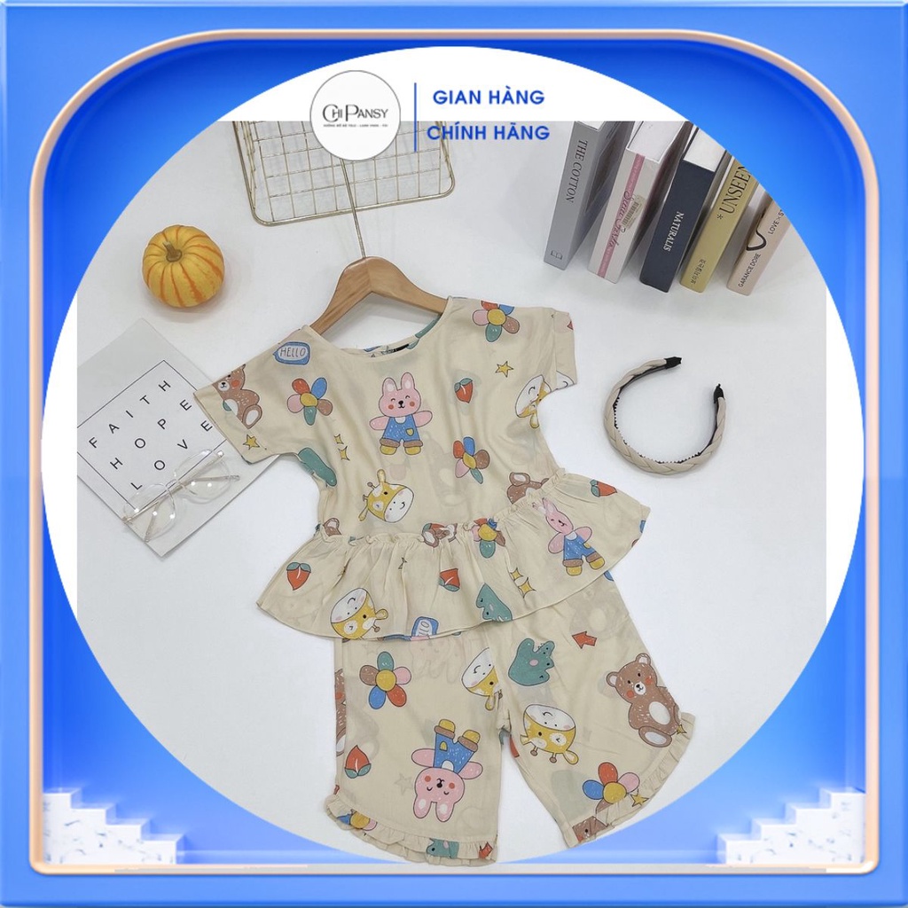 Đồ Bộ Bé Gái Mặc Nhà Đi Chơi 𝐂𝐡𝐢𝐏𝐚𝐧𝐬𝐲 Cổ Tròn Xòe Áo Quần Lửng Cho Bé Từ 22 - 35kg Thoáng Mát Giá Rẻ