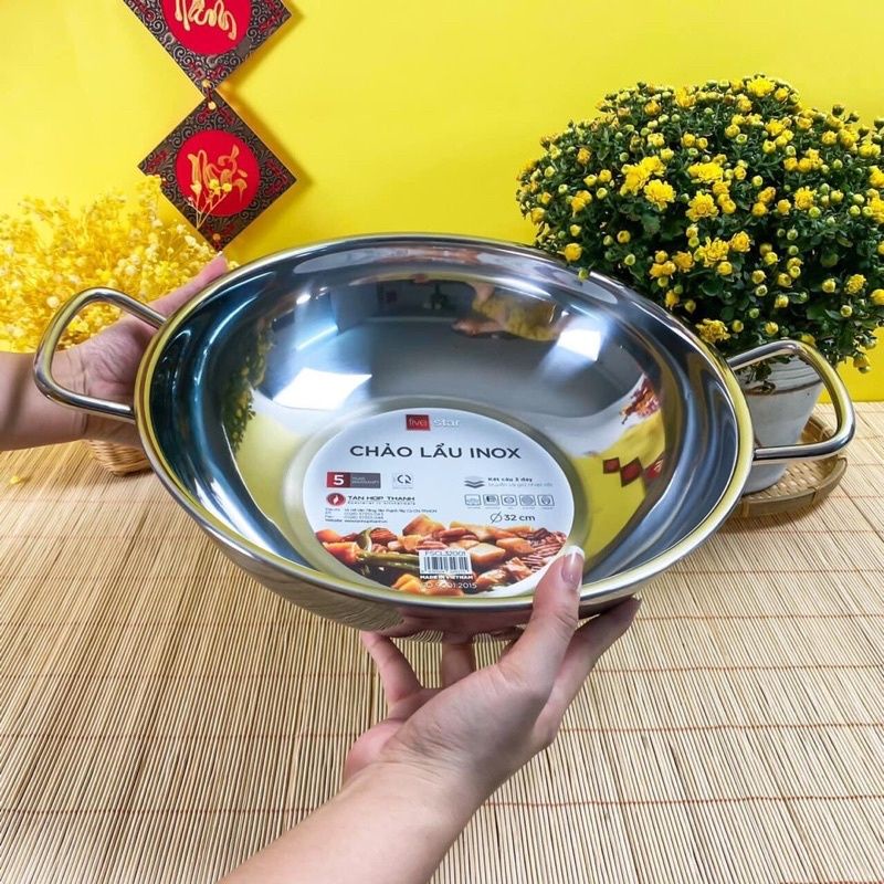 Nồi lẩu kiêm chảo xào fivestar 3 đáy cỡ lớn 32cm Bảo hành 5 năm