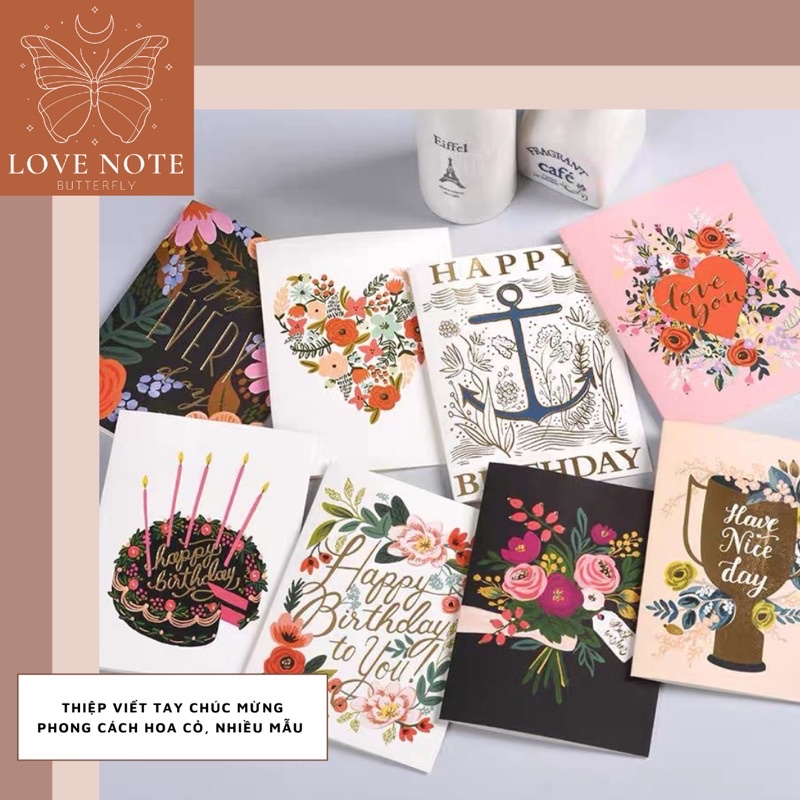 Thiệp viết tay chúc mừng phong các hoa cỏ tặng sinh nhật, valentine 14/2, 8/3 20/10, ngày của mẹ, cảm ơn, noel
