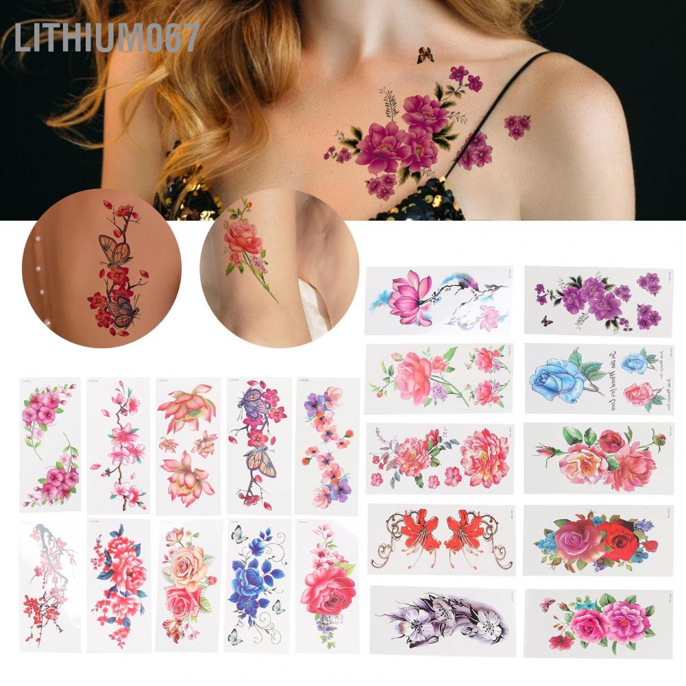Lithium067 Temporary Tattoos Waterproof Flowers Long Lasting Body Fake Tattoo Stickers for Women Hình xăm dán tạm thời