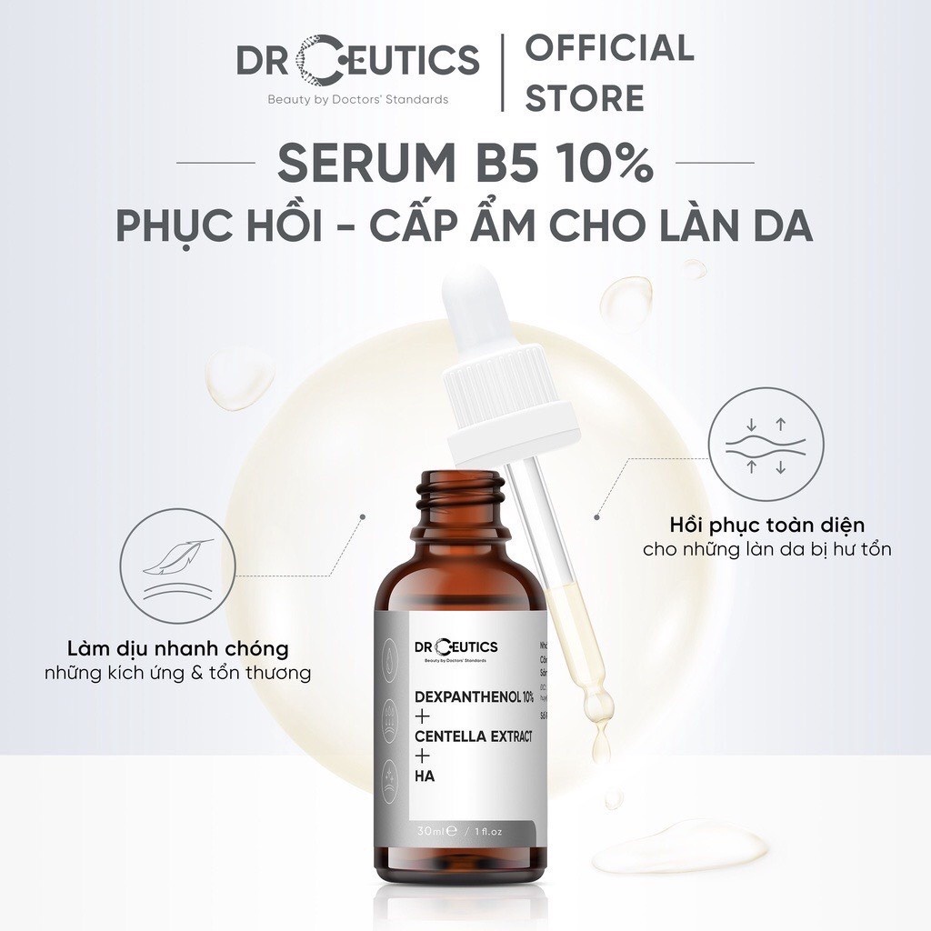 [Chính Hãng] Serum B5 DrCeutics Cấp Ẩm Và Phục Hồi Da Dexpanthenol 10% + Centella Extract + HA.