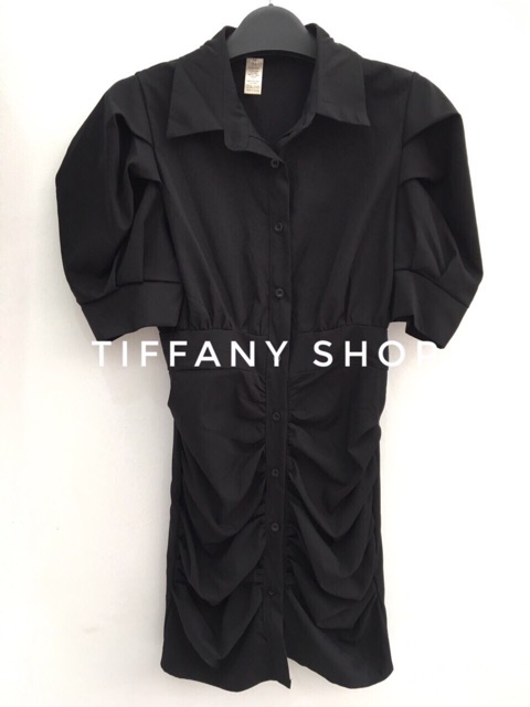 Váy dự tiệc kiểu sơ mi tay bồng thanh lịch sang trọng mùa hè học sinh quảng châu qua đùi