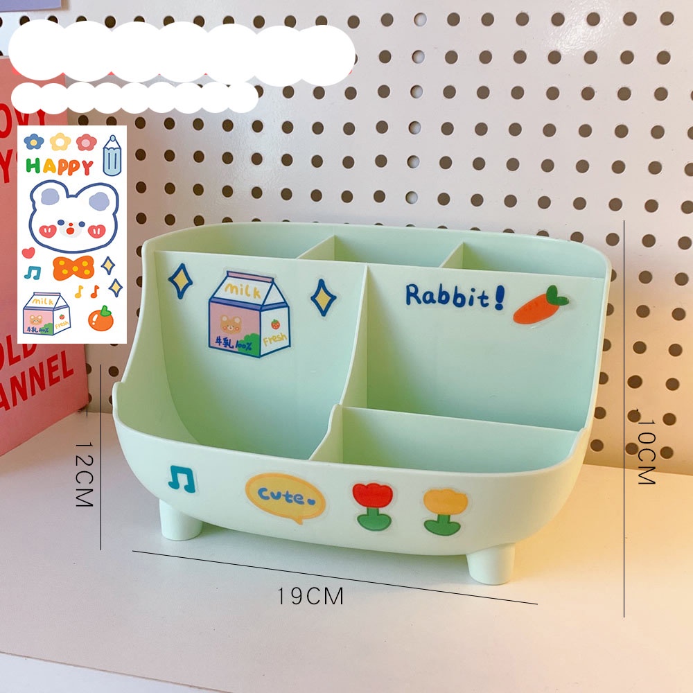 Ống đựng bút để bàn nhiều ngăn, lọ cắm bút, đồ dùng cá nhân kèm sticker siêu xinh
