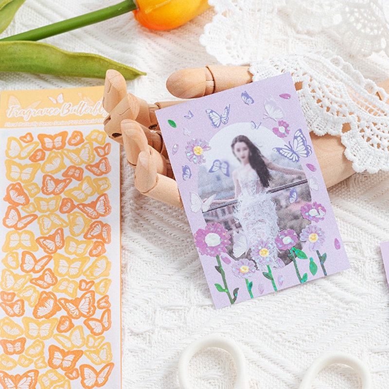 Sticker Dán Trang Trí Sổ Tay DIY Họa Tiết Hoa Và Bướm Dễ Thương