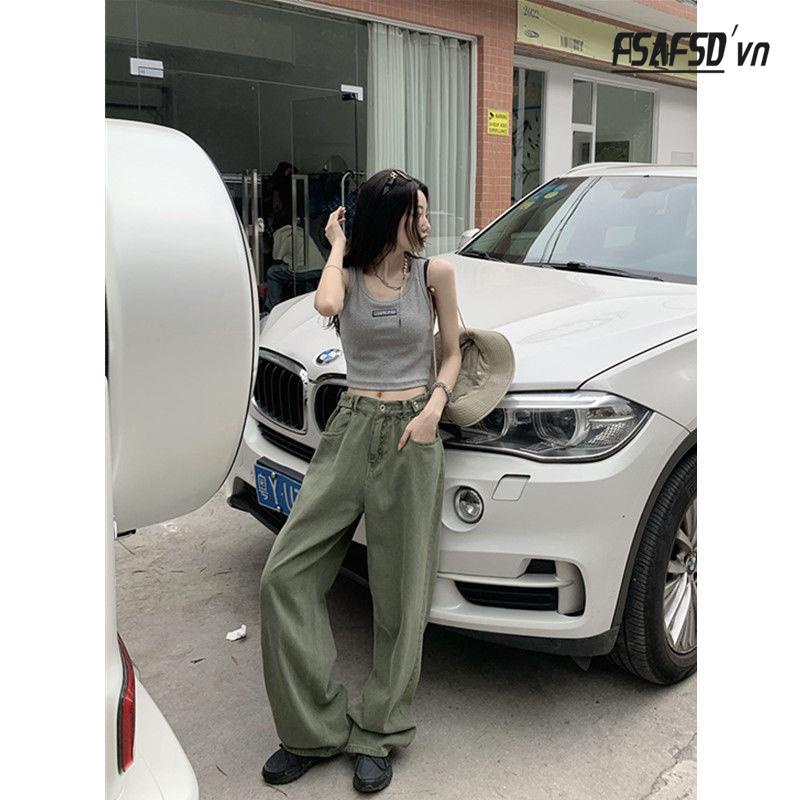Quần Jeans Nữ Lưng Cao Ống Rộng Thời Trang